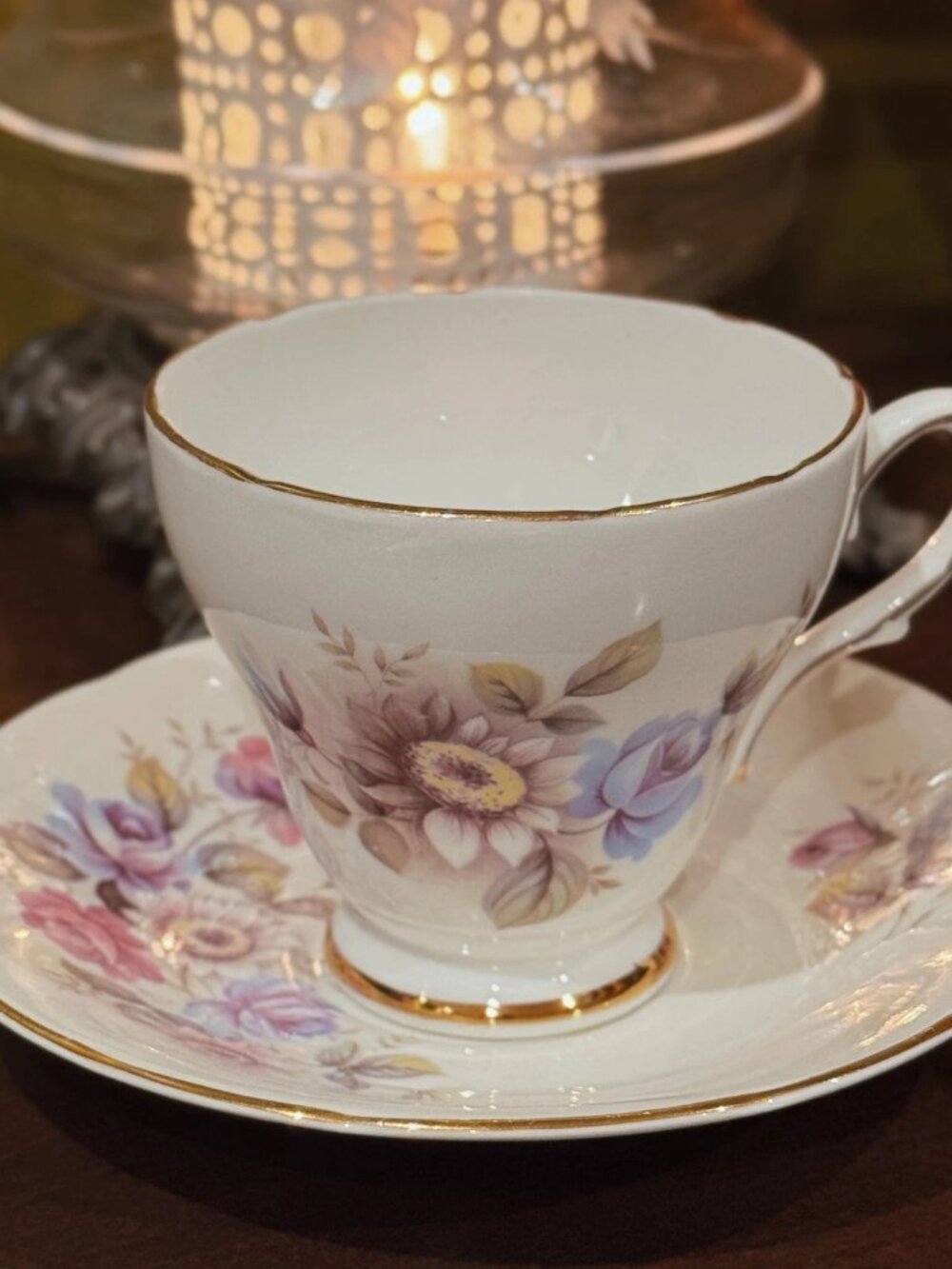 Royal Sutherland Blue Purple Teacup Saucer